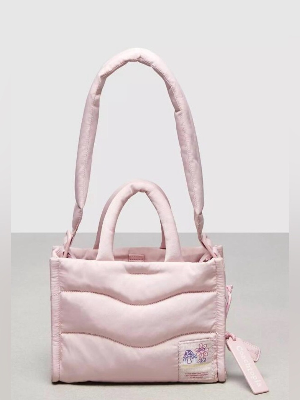 Coach coachtopia mini loop pink puffer puffy tote bag purse crossbody eco recycl - Picture 3 of 16